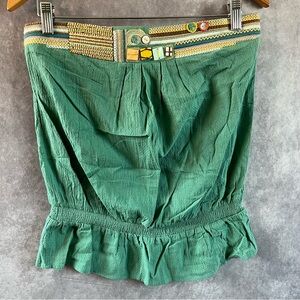 Lulumari Tube Top Beaded Buttons Embroidered Womens XS Hippie *See Desciption*